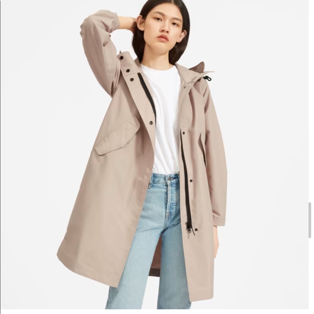 Light Taupe Women's Hooded Raincoat Jacket